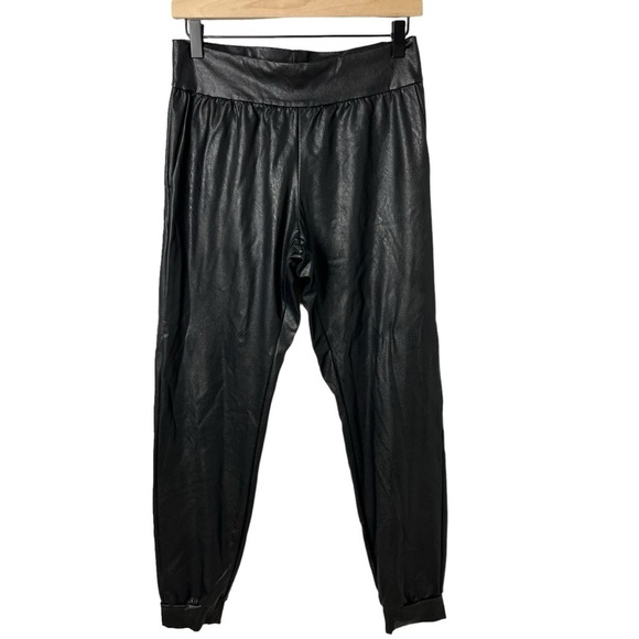 Commando Faux Leather Jogger Pants Black Size Medium Relaxed Fit - Picture 2 of 8